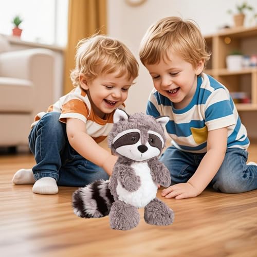 JcvPot Waschbär, Waschbär Kuscheltier, 25 cm Grauer Waschbär Plüschtier, Weiches Stofftier Zum Kuscheln Und Spielen, Kinder Und Sammler