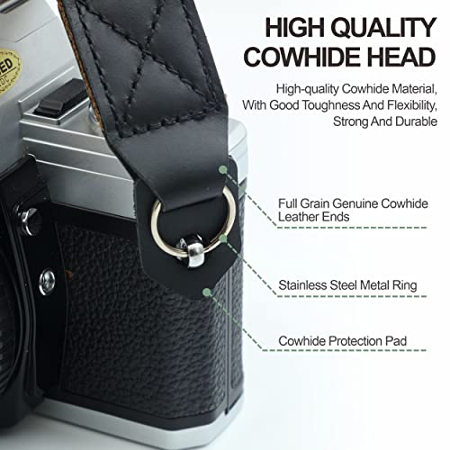 Padwa Camera Strap - 1" Pure Cotton Embroidered Woven Straps With Full Grain Cowhide Head, Camera Neck Shoulder Strap For Micro Single And Small Digital Cameras,Gift For Photographers(Vintage Red) #TOP3