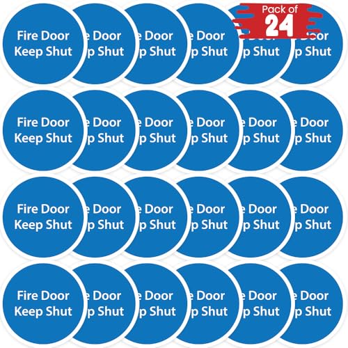 RDLCAR Fire Door Keep Shut Signs Pack of 24 Strong Self-Adhesive Vinyl Safety Compliance 110mm x 220mm Fire Door Alerts Signage