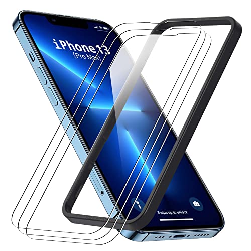 Livole 3 Stück Schutzfolie für iPhone 13 Pro Max/14 Plus, Panzer Schutz Glas 6,7 Zoll, Full Screen Displayschutz Folie mit Positionierhilfe, Kratzfest, Blasenfrei, Hülle Freundllich, 9H Härte, HD Klar Cover