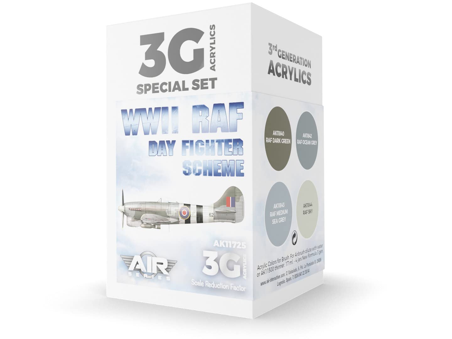 AK Interactive 11725 WWII RAF Day Fighter Scheme 3G Acrylic 4-Paint Set