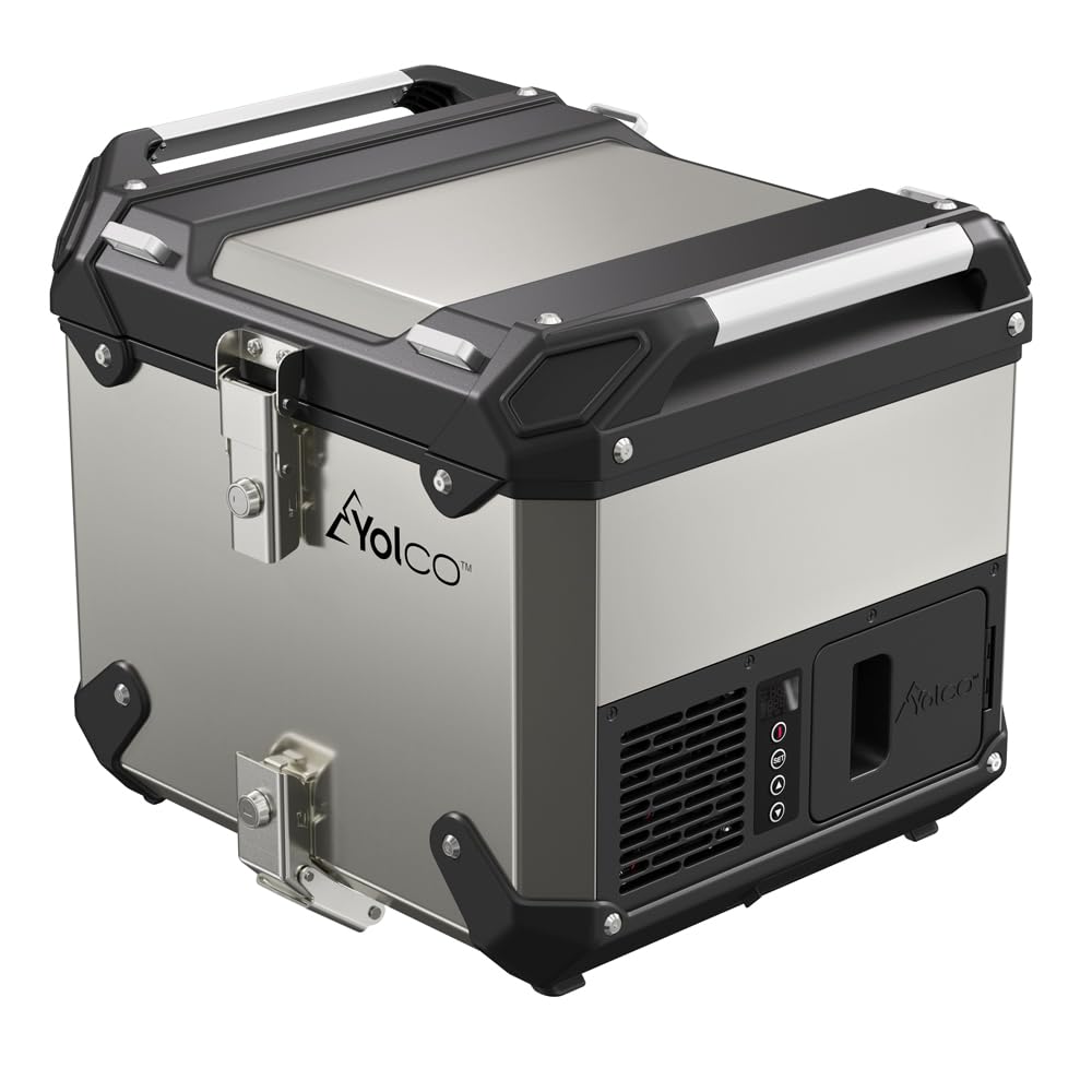 Yolco MCX17 Silver motocyklowa lodówka turystyczna Top Case – 17 l kompresorowa lodówka, -20°C, sterowanie za pomocą aplikacji, 12/24 V i 230 V