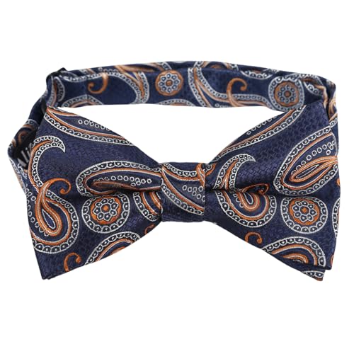 Image of Alizeal Mens 4pcs Vintage Paisley Bow Tie Set | Pre-tied Pocket Square Cufflinks Boutonniere for Wedding Everyday Use