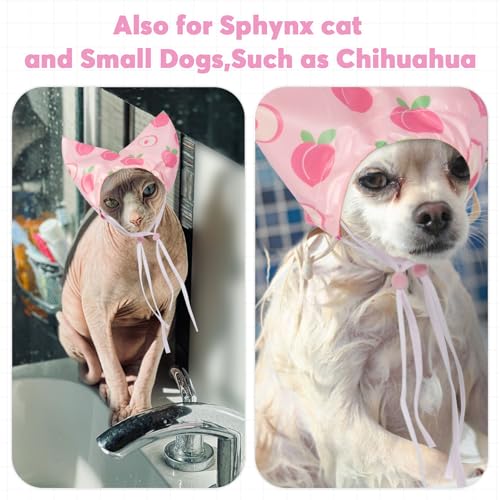 Image of Nanaki Adjustable Cat Shower Cap-Waterproof Sphynx Shower Cap For Cats | For Small Dogs Kitten Puppy, Reusable Pet Ear Protection Ear Covers for Bath Grooming Ear Drops Guard