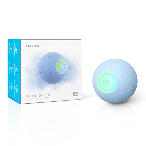 Cheerble Interaktives Hundespielzeug Ball, Wicked Ball Hund, Selbstbewegendes Hundespielzeug Beweglich mit 3 Interaktiven Modi, Selbstrollender Ball Hunde Interaktiver mit LED-Leuchten, Blau - Blau