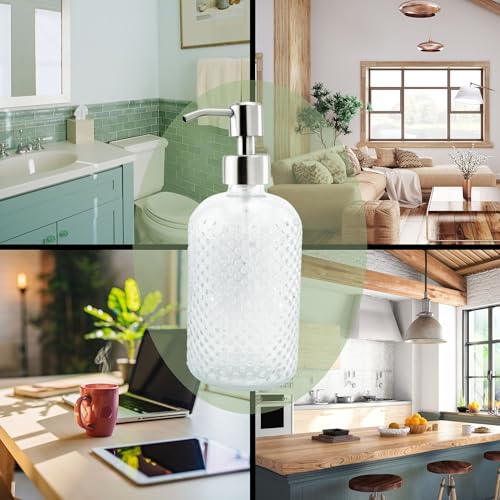 AuldHome Design Hobnail Glass Soap Dispenser (Clear, 3-Pack); Decorative Pump Bottles - Thumbnail 4