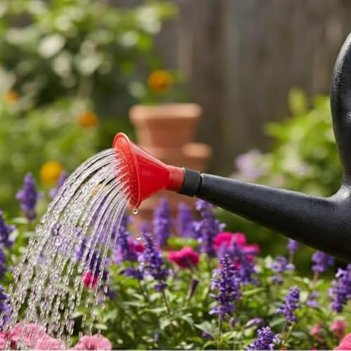 Image of Urban Upvan Plastic Watering Can 10L | Ergonomic Handle for Comfortable Grip | Fade Resistant, Lightweight & Easy to Use | Durable | Includes Sprinkler Spout | Black