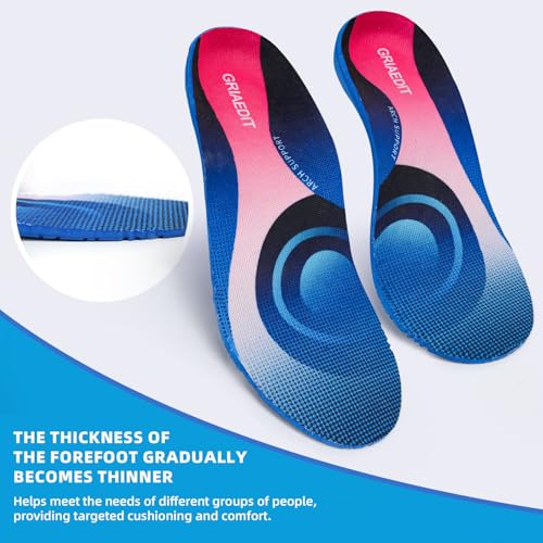 Image of Plantar Fasciitis Insoles for Men Women,High Arch Support for Pain Relief,Inserts Orthotic for Flat Feet Absorbing Inserts Standing All Day, Insoles for Work Boots 2 Pairs M6-6.5 /W8-8.5