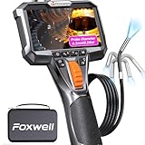FOXWELL 2-Way Articulating Borescope Camera with Light, 0.24in Industrial Endoscope Inspection Camera with Articulated Snake Cameras, HD Video Scope for Automotive Engine HVAC Inspection - 5.3FT