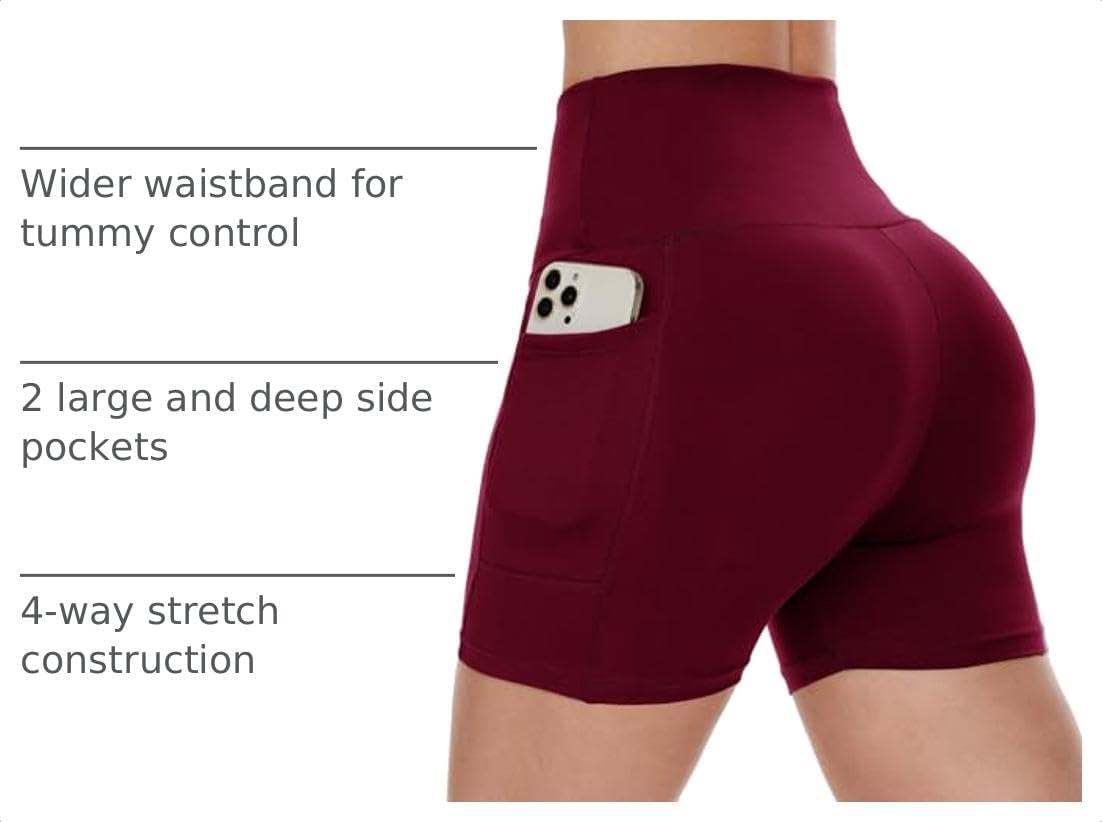 Biker Shorts Women with Pockets - 3"/5"/8" Workout Gym Spandex Yoga Shorts thumbnail