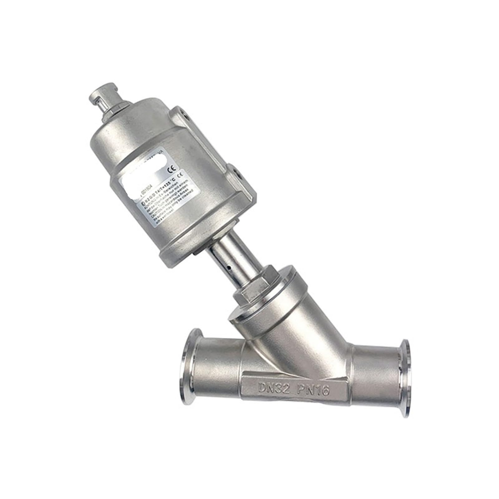 Vanne de siège angulaire DN40 en inox de haute précision et étanchéité PTFE