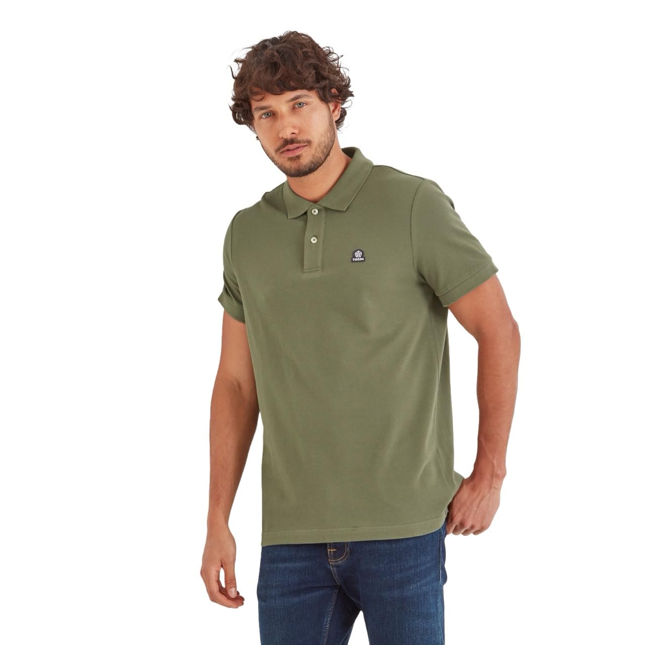 TOG24 Braunton Men's Polo Shirt, Short Sleeves Cotton Pique Polo, Branded Buttons