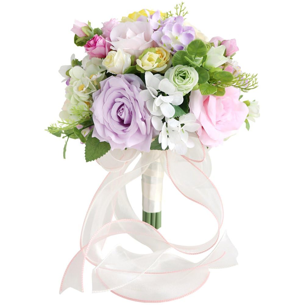 Hrippy Artificial Flower Wedding Bouquet, Floral Ornament for Ceremony Bridal Shower and Wedding Indoor Scene Decoration