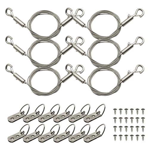 Image of NACETURE Picture Frame Security Hanging Kit, Double 6 Pack | Heavy-duty steel cables provide reliable secondary protection for valuable framed artwork and displays.