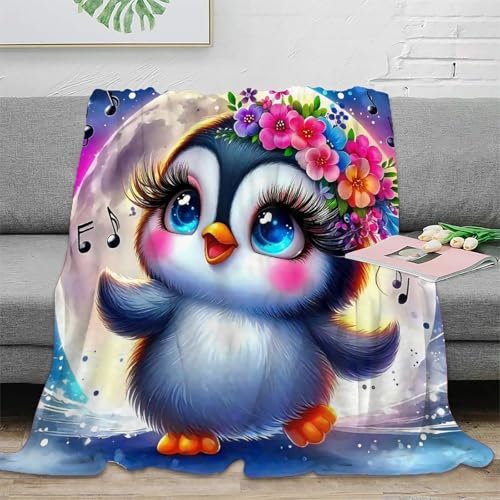 Couverture pingouin en microfibre chaude 100x130cm pour lit d'adolescent - 2