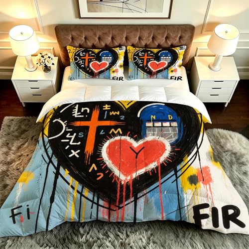 ZZXHG Nórdico Confortable para Parejas | A Color Corazones Garabatos, Edredón Sustituto de Plumas, Ultra Suave, Lavable a Máquina, con 2 Fundas, Dormitorio Principal_A20650