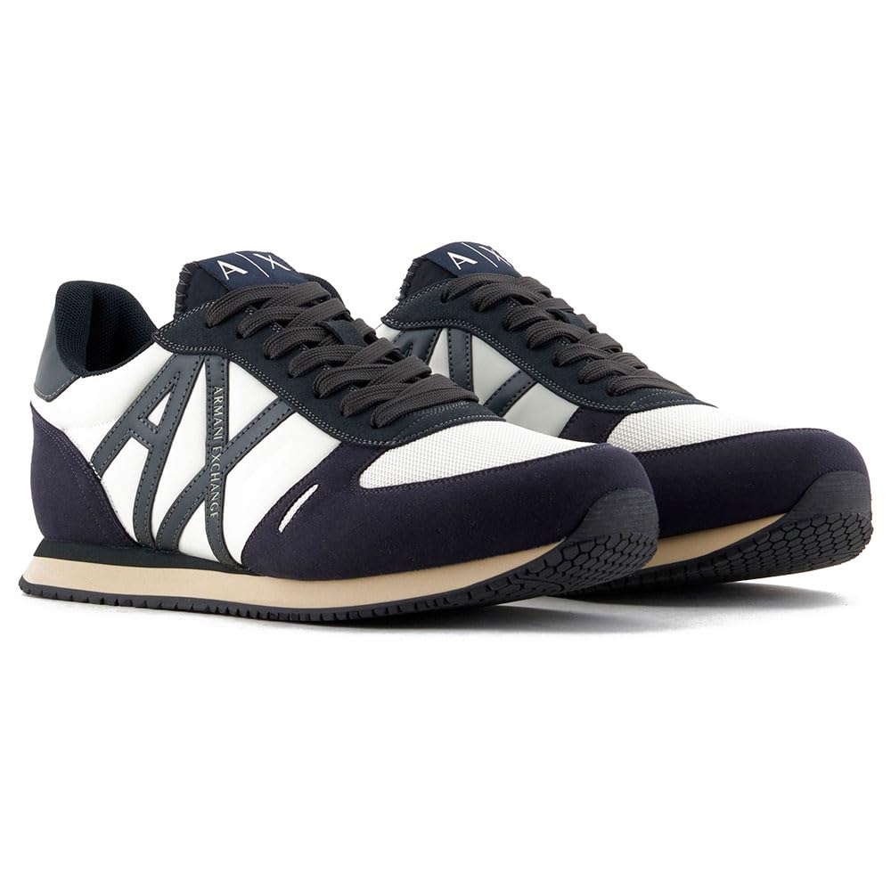 Armani Exchange Men's Rio Side Logo Trainers, Dark Navy, 44.5 EU, Dark Navy, 10.5 UK