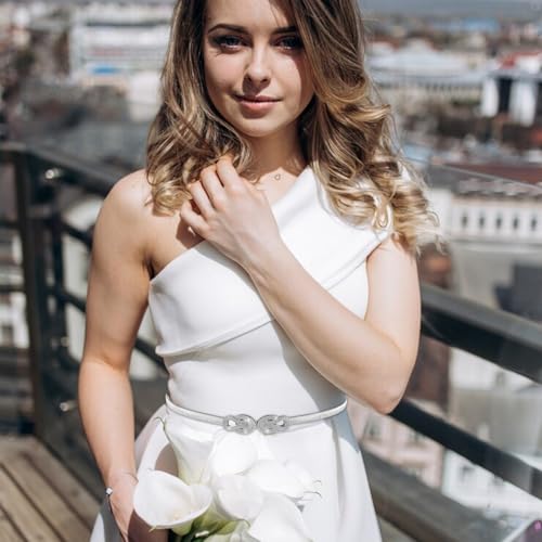 Gold Stretch Belts for Women, Elastic Gold Chain Belt for Dresses Skinny Thin Waistband Ladies Dress Waist Band4