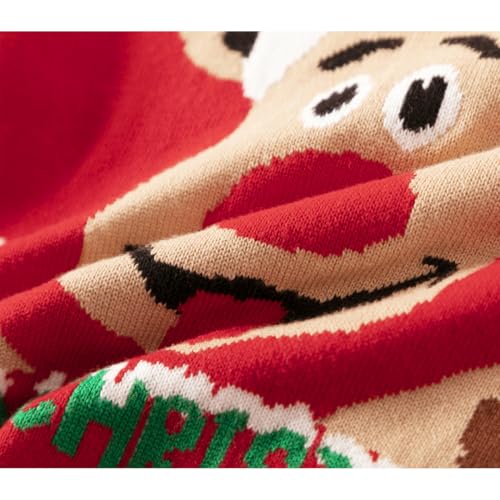 Image of Girl Ugly Christmas Sweater - Boy Double Layer Knitted Reindeer Holiday Xmas Pullover Sweater Kids 2-9 Years Old