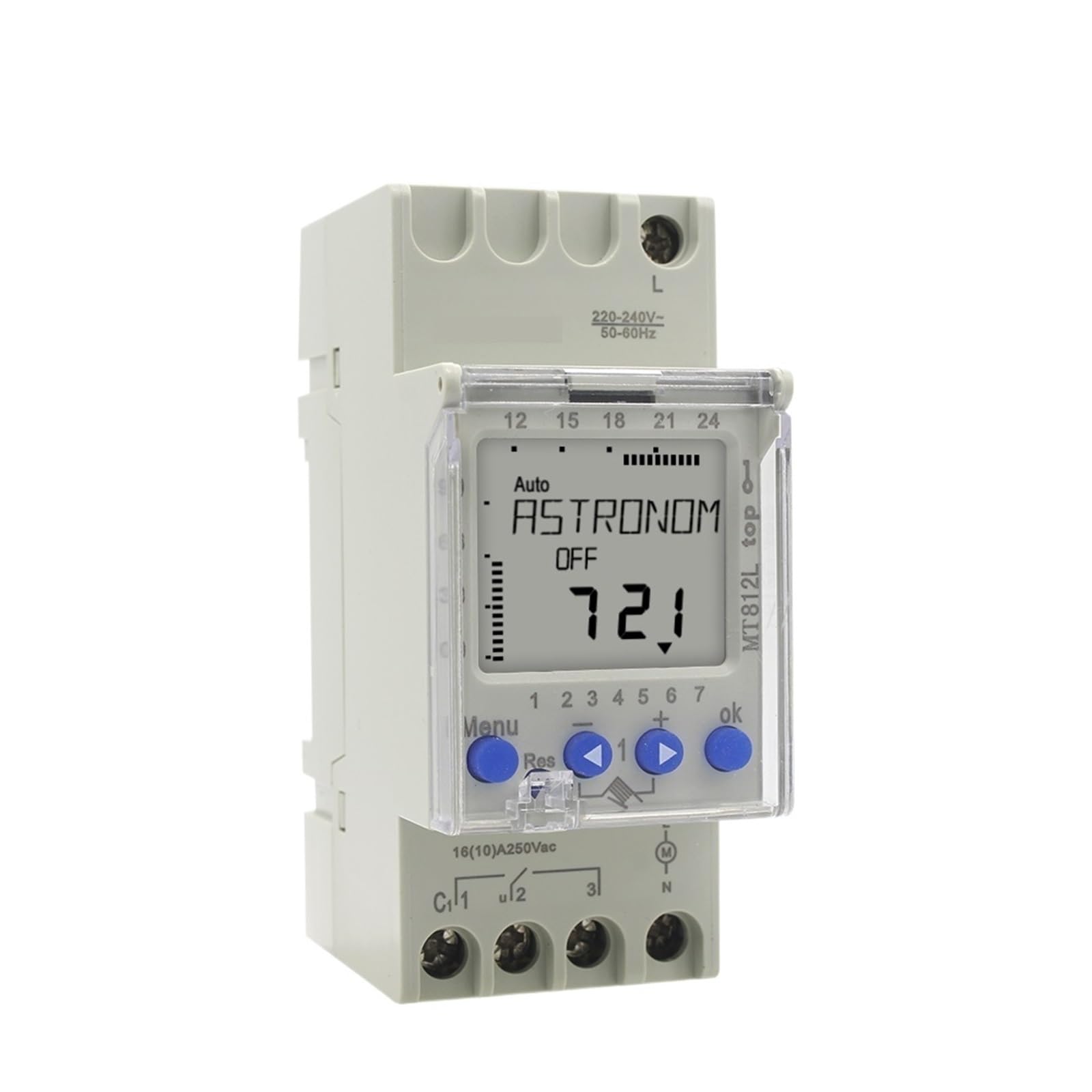 RWRAPS microcomputer Interruttore Timer MT812L Temporizzatore astronomico Interruttore orario Digitale su Guida DIN a 1 Canale 7 Giorni