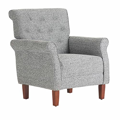 Lovspatio Mid Century Modern Button Tufted Sofa Chair,Accent Chenille Fabric Leisure Armchair For Living Room Bedroom Office (Black/White)… #TOP21