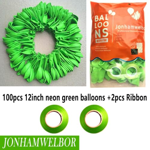 Image of Jonhamwelbor Lime Green Balloons 100pcs 12inch Light Green Neon Fruit Green Latex Party Balloons for Birthday Baby Shower Decorations