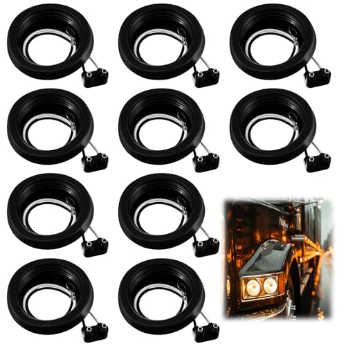 Pangda 10 Pack 2 Inch Rubber Grommets for Truck Trailer Boat Lights with 2 Prong Pigtails Trailer Side Marker Lights Grommets with 2 Pin Wire Pigtail Connector Kit for Truck RV Boat