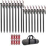 【YOGOTO】(25cm + 30cm) ペグセット ソリッド ステーク テント キャンプ 収納ケース 付き アルミ 自在金具 付き 一括収納 砂浜 草地 硬い 地面用 ペグ