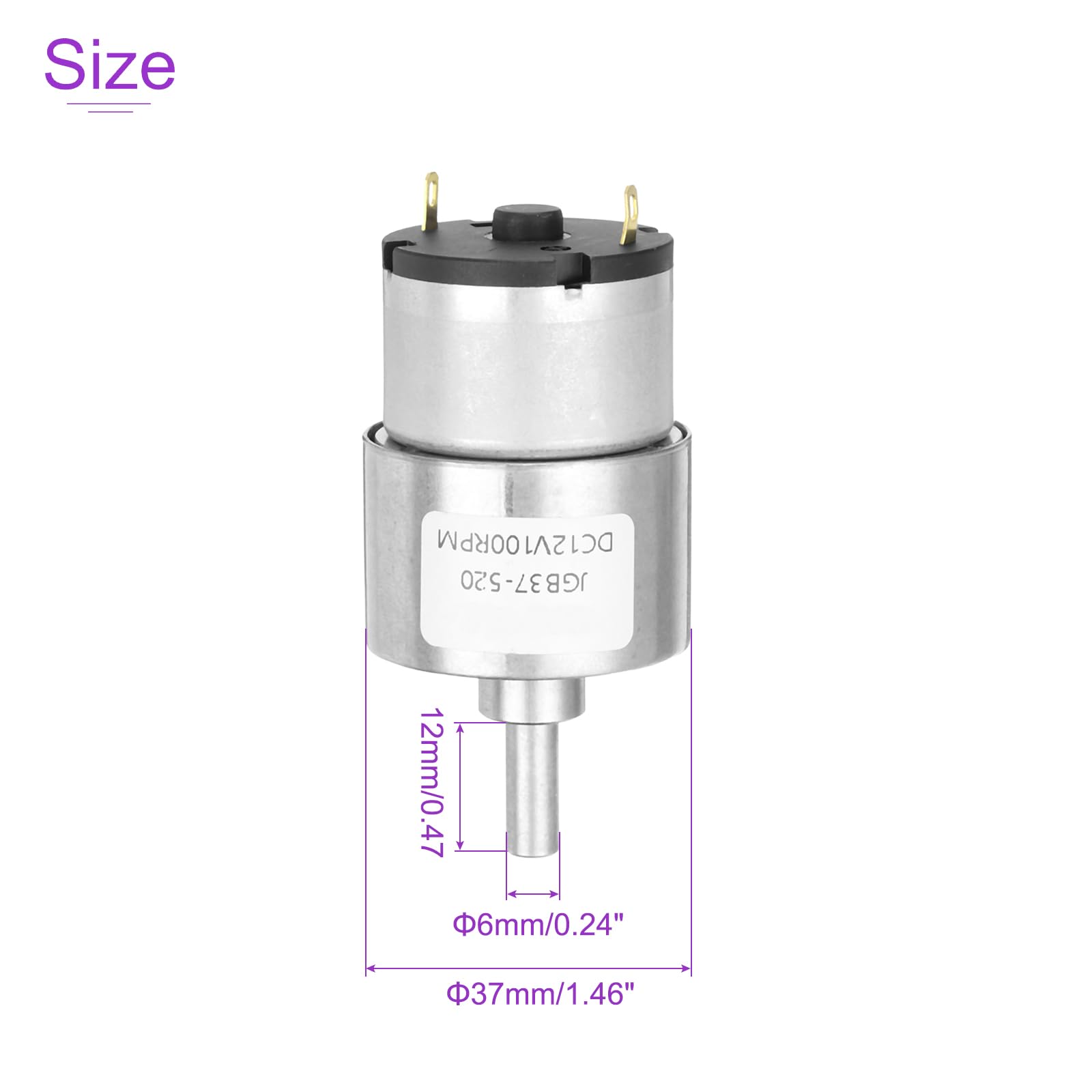 DMiotech Micro DC 12V 100RPM Geared Motor with Bracket Gear Reduction Motors 37mm Diameter Gearbox Micro Speed Reduction for RC Car Robot Model - Image 3