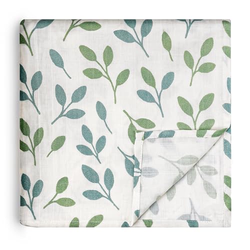 Image of HECCEI Muslin Baby Swaddle Blanket Bamboo Cotton 47 x 47 Inches | Soft Breathable Receiving Blanket Swaddles for Newborn Registry Gift for Baby Showers