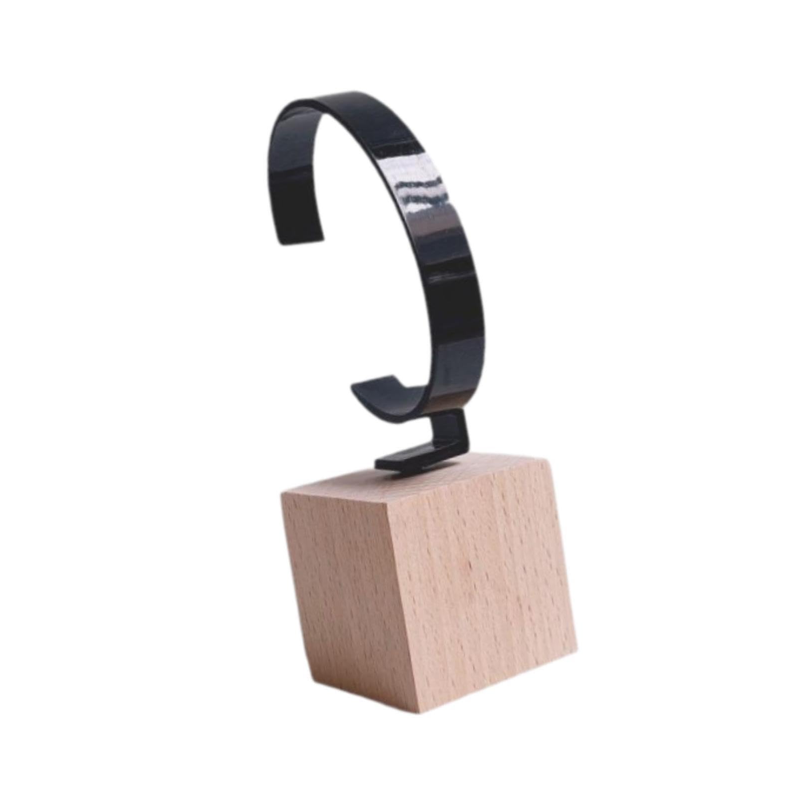 Wooden Base Watch Stand Jewelry Display Rack, Acrylic Bracket Organizer Holder for Showcase Retail Shop Men Women