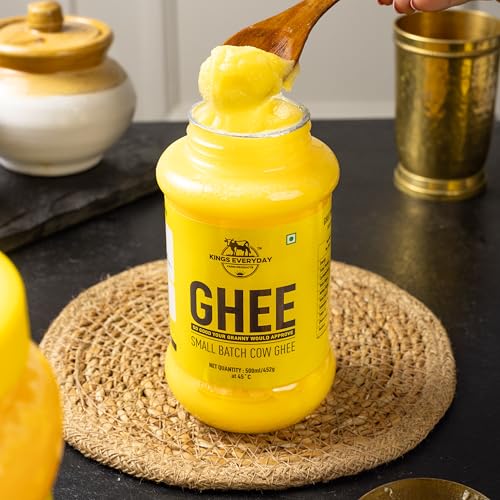 Image of Kings Everyday Cow Ghee 500ml | Aromatic & Nutritious | Small Batch Cow Ghee | Pure Danedar Ghee 500gm (Pack of 1)