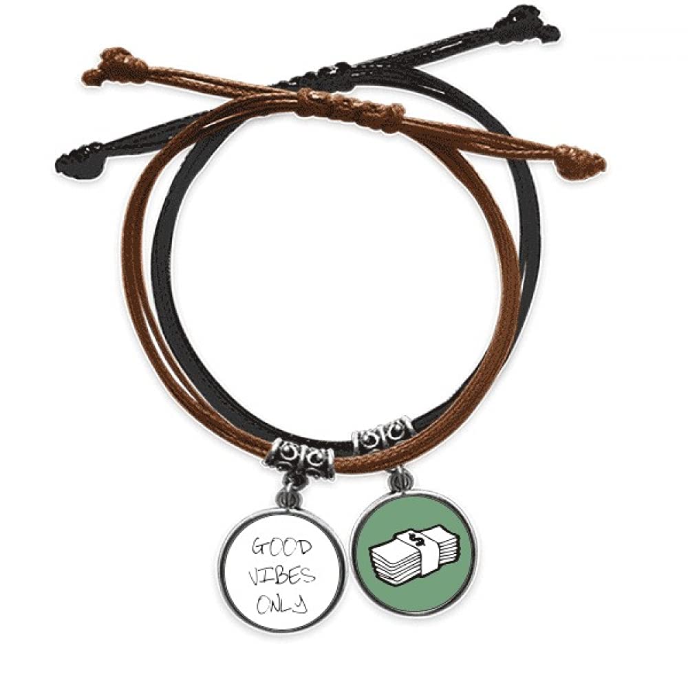 Pulsera cuero dinero Buen Rollo con cordon ajustable para hombre 3
