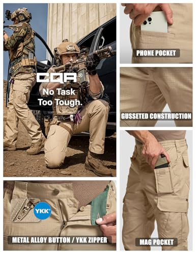Image of CQR Men's Tactical Pants, Water Resistant Ripstop Cargo Pants, Lightweight EDC Work Hiking Pants, Outdoor Apparel