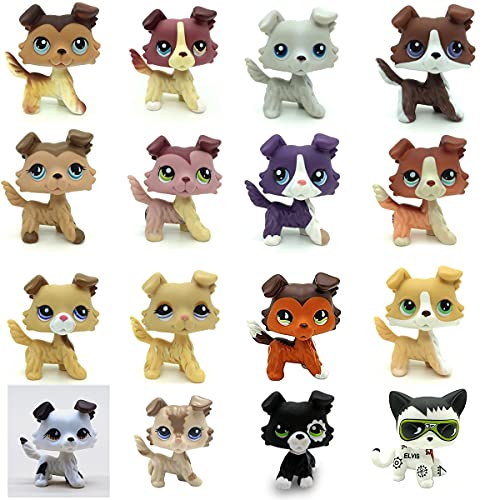 Random 3PCS Rare lps Shorthair Cat and Collie Lot lps Cats and Dachshund Dogs Collie Cocker Spaniel Great Dane Husky Figure Toy Lot Mini Shop Pet Littlest Pet Shop Toy(Random 3PCS Random Box)
