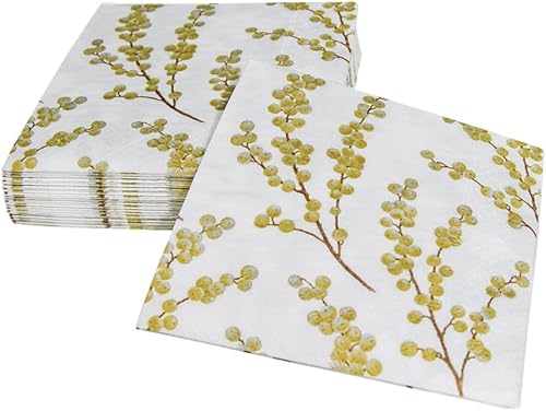 Miniatura 8 de Caspari - Toalla de mano de baño 15 unidades diseño de ramas de bayas color blanco y dorado