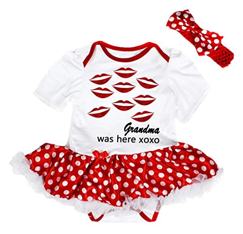 Image of Petitebella Red Lips Grandma was Here XOXO Baby Dress Nb-18m