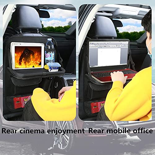 Tumecos Back Seat Organizers And Storage 2 Pack With Touch Screen Tablet Holder Kick Mats Back Seat Protector (Black&Red) #TOP2