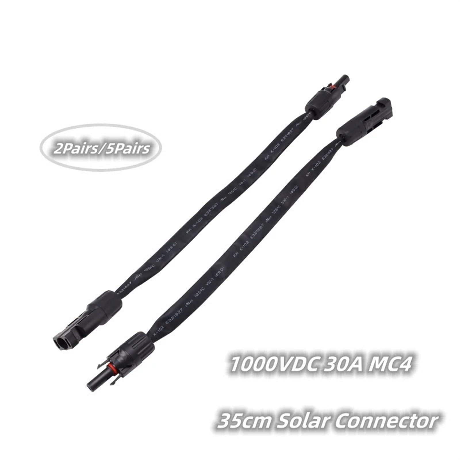 2 pary 35 cm przyłącze solarne 30 A, złącze rozgałęźne do kabla PV 1000 VDC 6 mm2, taśma miedziana, rura izolacyjna, 1 sztuka (5 par - 1000 V DC 30 A)
