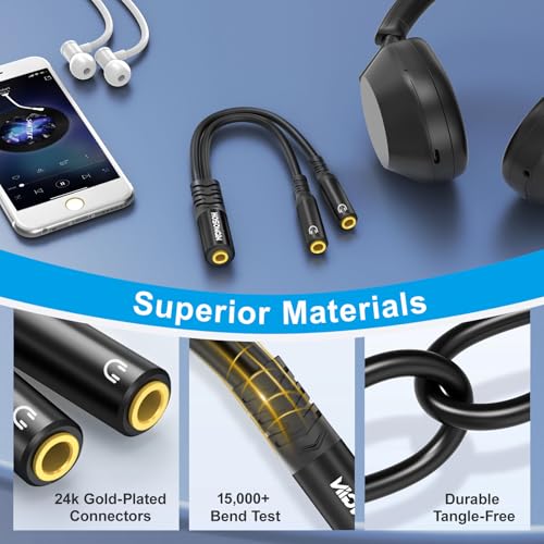 Cable divisor 3.5mm TRS hembra a doble 3.5mm TRS hembra 0.6 pies miniatura 3