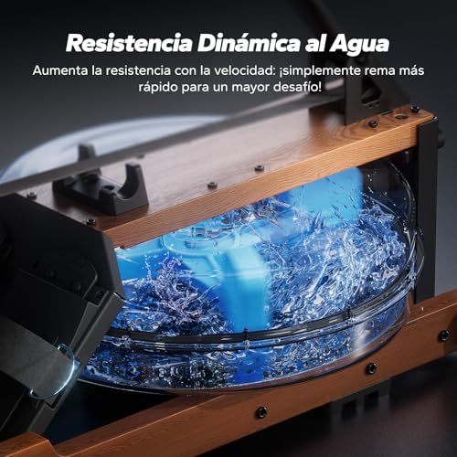 MERACH Máquina de Remo de Agua Plegable de Madera, Material de árbol de Caucho y Asiento Cómodo, con App Exclusiva con Juego de Interactivo, Experiencia de Remo Inmersiva - Imagen 5