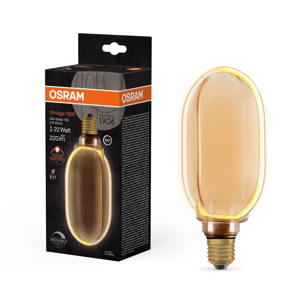 OSRAM Vintage 1906 Globe 100 Filament O Lamp DIM 4W 818 Gold E27