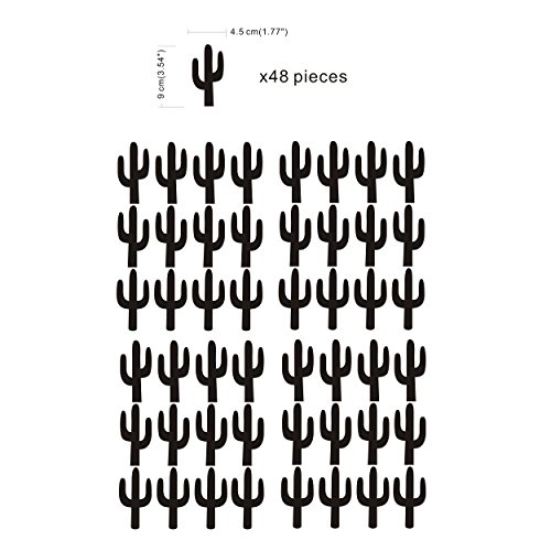 Vinilos Decorativos Cactus 48 Piezas Negro 4.5x9 cm miniatura 3