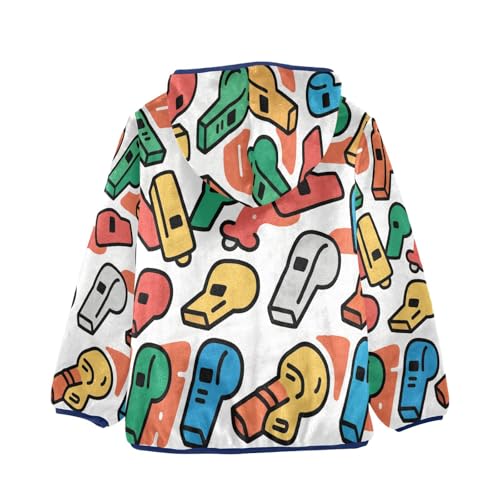 Whistle Pattern Colorful Toddler Fleece Jacket Girl Boys Hooded Fleece Jacket Coat Warm Outwear Zip-up 3-10T2