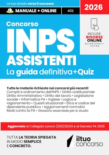 Concorso INPS Assistenti - Guida per la Preparazione con Teoria e Quiz: Include Risorse Online