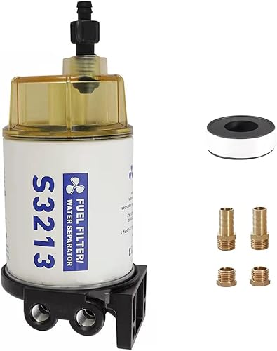 S3213 - Conjunto de separador de agua de combustible marino con cuenco transparente y púas de 3/8 pulgadas x 1/4 pulgadas NPT accesorios de repuesto