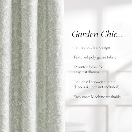 Lush Decor Willow Garden? Shower Curtain Single 72" W X 72" L Sage - Green Bath Curtain - Botanical Shower Curtain - Coastal Bathroom Decor - Image 2