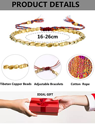 Futtmi 2Pcs Tibetan Copper Bead Bracelet - Buddhist Good Luck Bracelet Handmade Braided Cotton Bracelet For Men And Women #TOP1