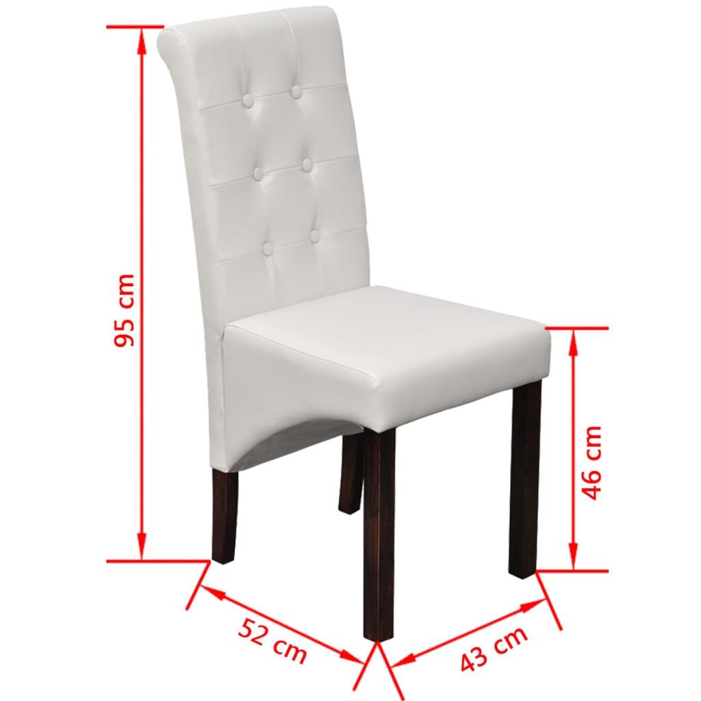 Sillas de Comedor 2 Unidades Cuero sintético Blanco Conjunto Mesa Y Sillas Comedor