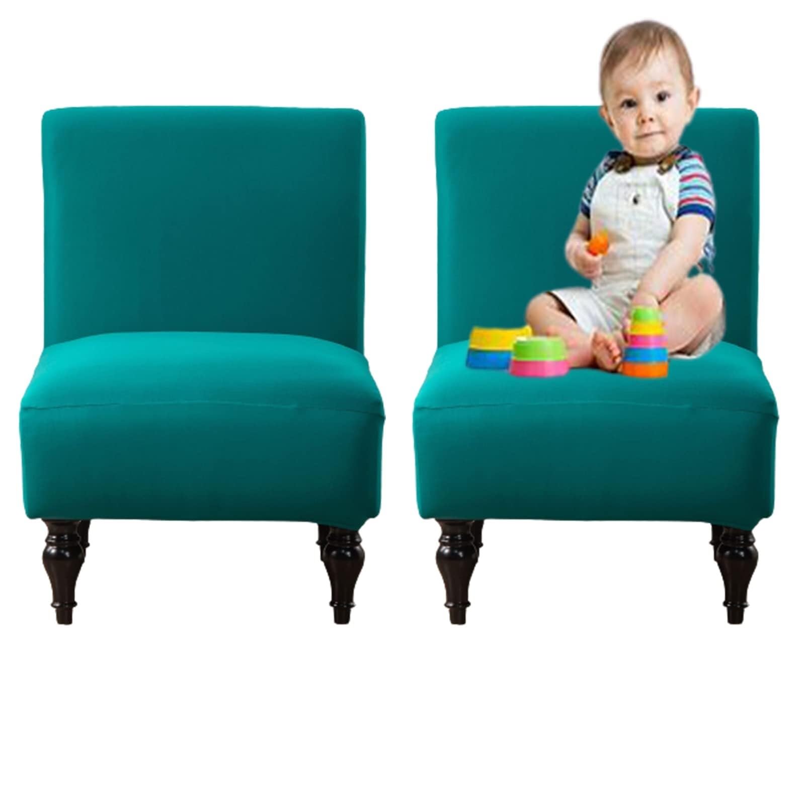 NMVAWIPT Armless Chair Slipcovers Stretch Accent Covers Removable Washable Anti-Dust Protector Furniture Without Armrests(#46,2pcs)